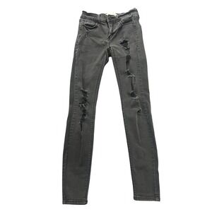 Mudd Womens Low Rise Skinny Jeans Black Distressed Ripped FLX Stretch Size 1